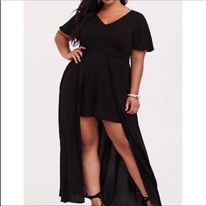 NEW 16 Torrid romper Challis maxi skirt overlay